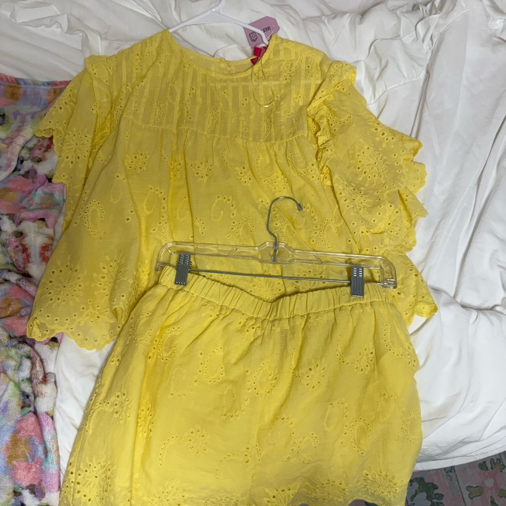 Baby Pink Brand Yellow Eyelet Set